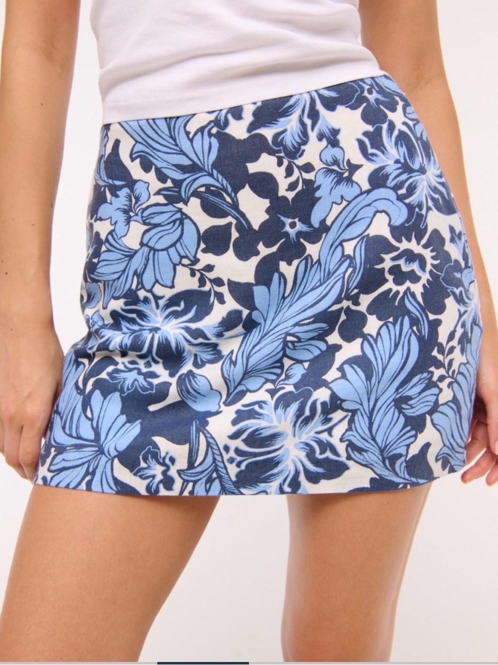 Blue Floral Mini Skirt - Women's Printed Skort